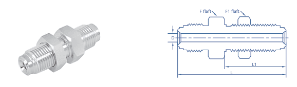 Male Bulkhead Union ① — UPS face seal